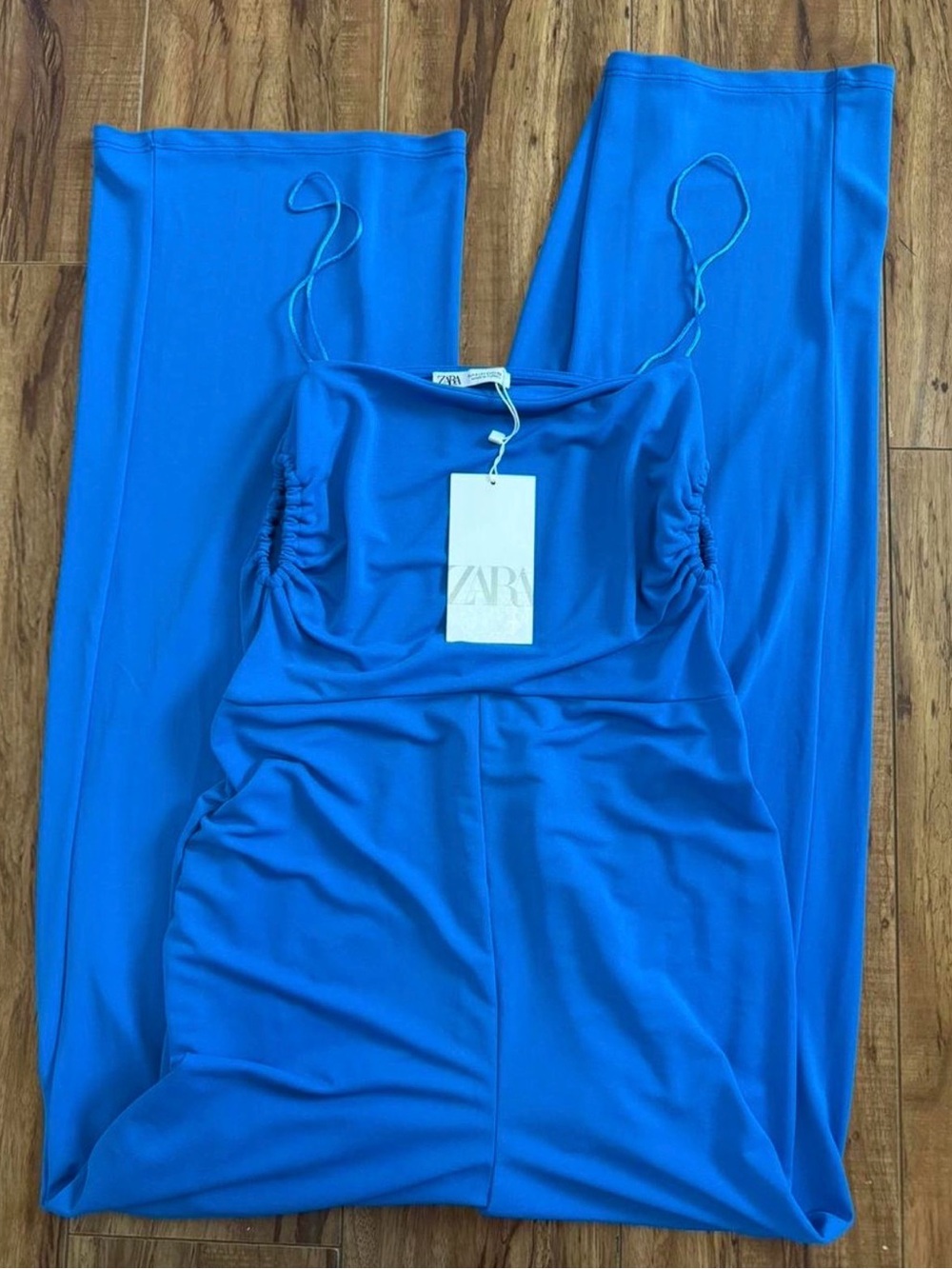 Zara Electric Blue Spaghetti-Strap Jumpsuit